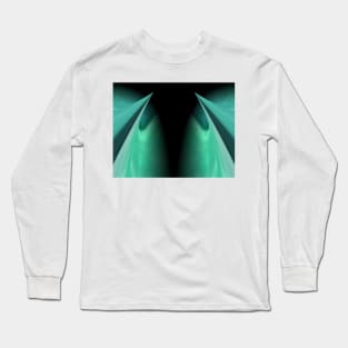 twin needle point in neon green on a plain black background Long Sleeve T-Shirt